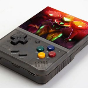 Miyoo Mini Plus handheld, with optional speaker upgrade
