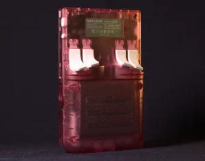 Rear view of the BATLEXP G350 in Transparent Pink showing the L1, L2, R1, and R2 shoulder trigger buttons alongside the product information label
